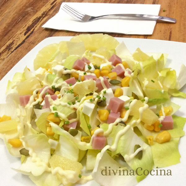 Ensalada de endivias, pavo y piña 1