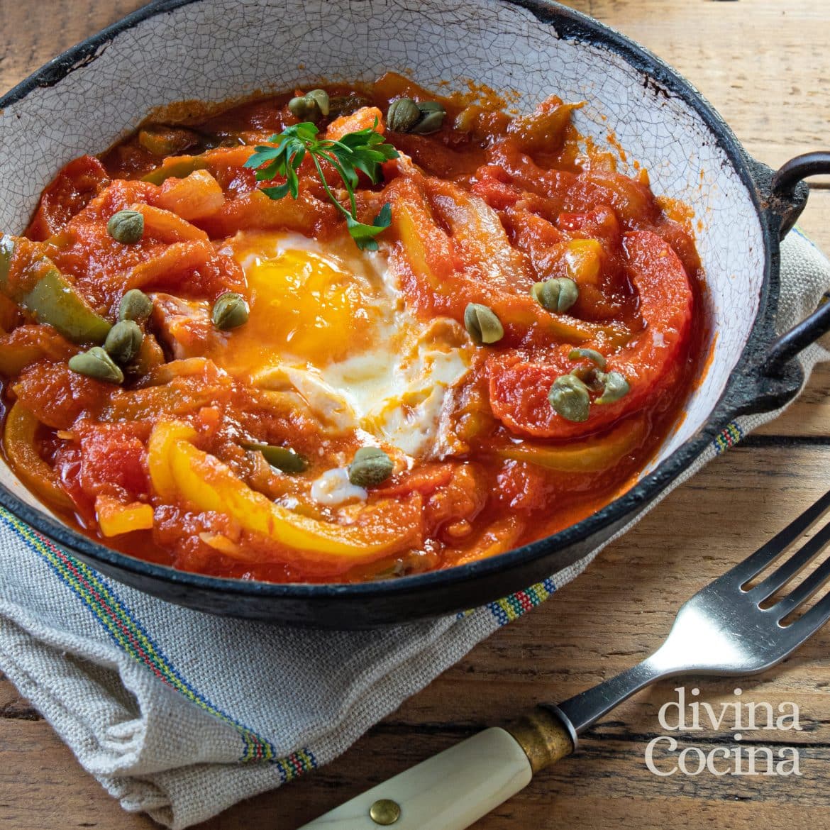 Peperonata con huevos (receta italiana) 1