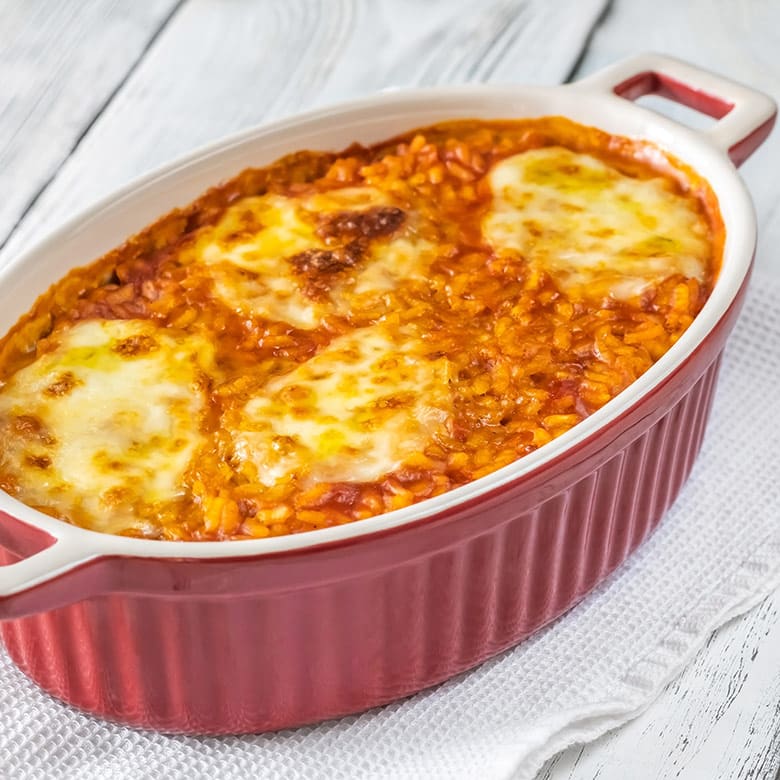 risotto de tomate con mozzarella