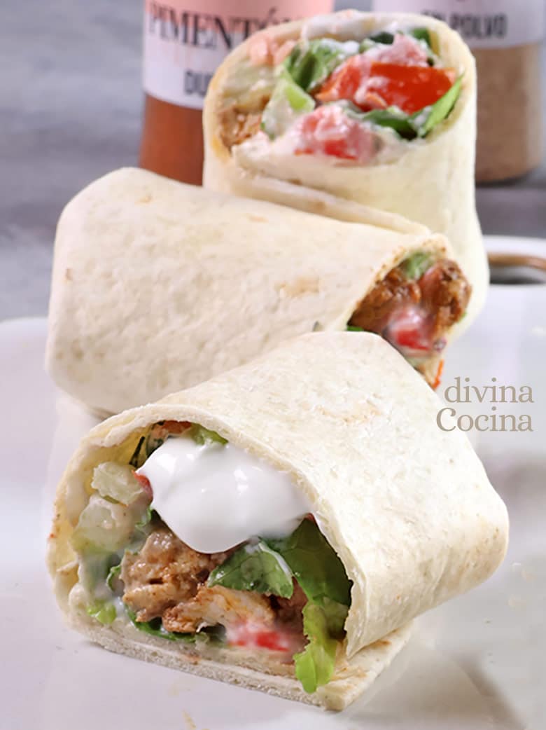 shawarma de pollo con salsa de yogur 