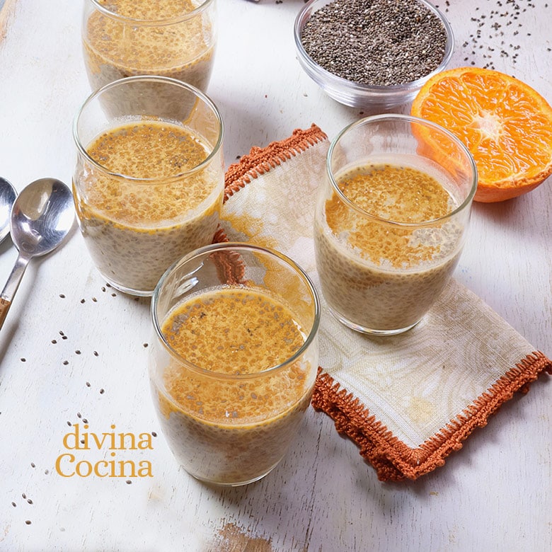 pudin de mandarina con chia