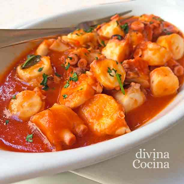 Pulpo en salsa de tomate (receta italiana) - Receta de DIVINA COCINA
